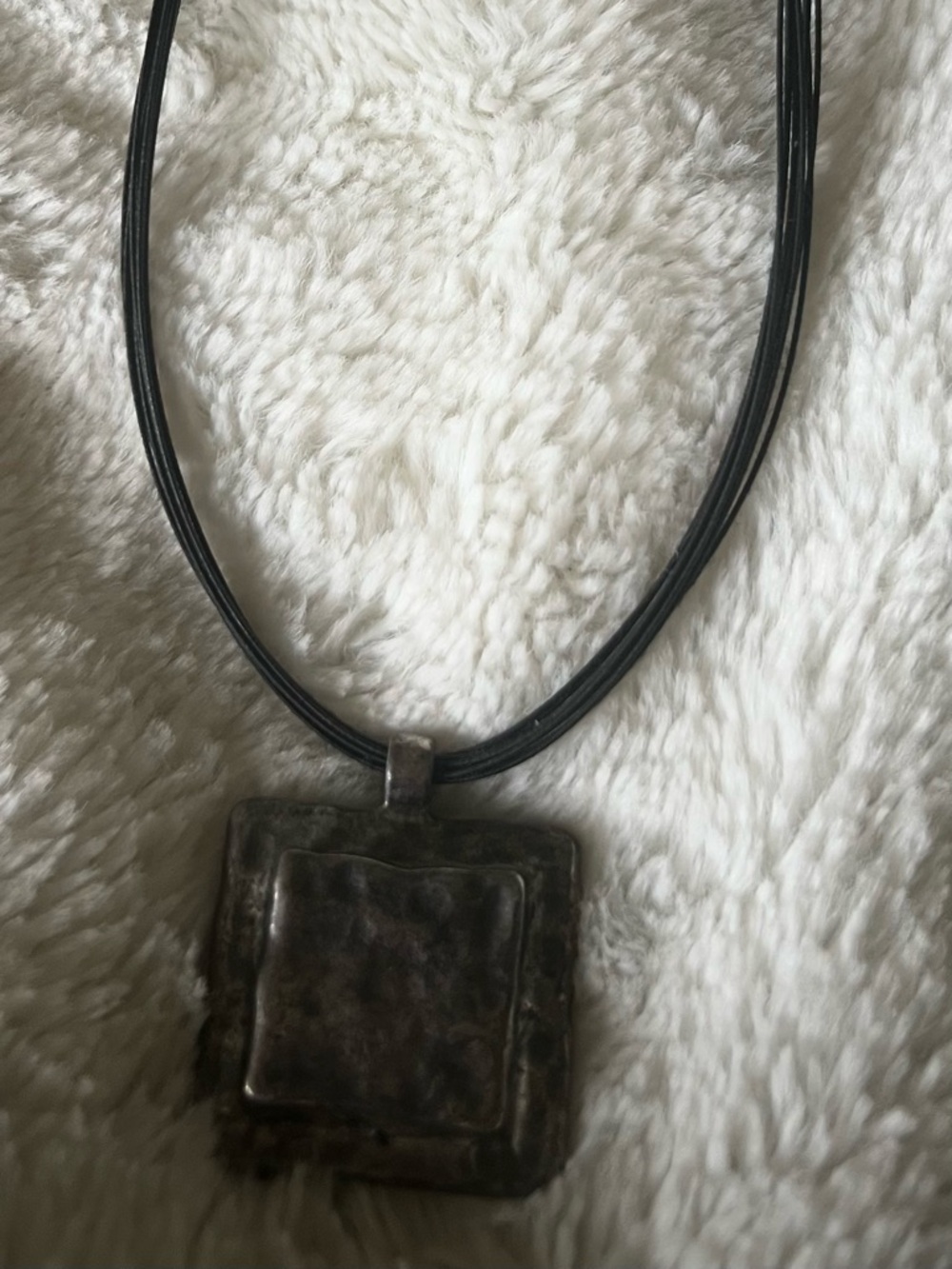 Black Multi-Strand AVGAD Necklace with Square Metal Pendant